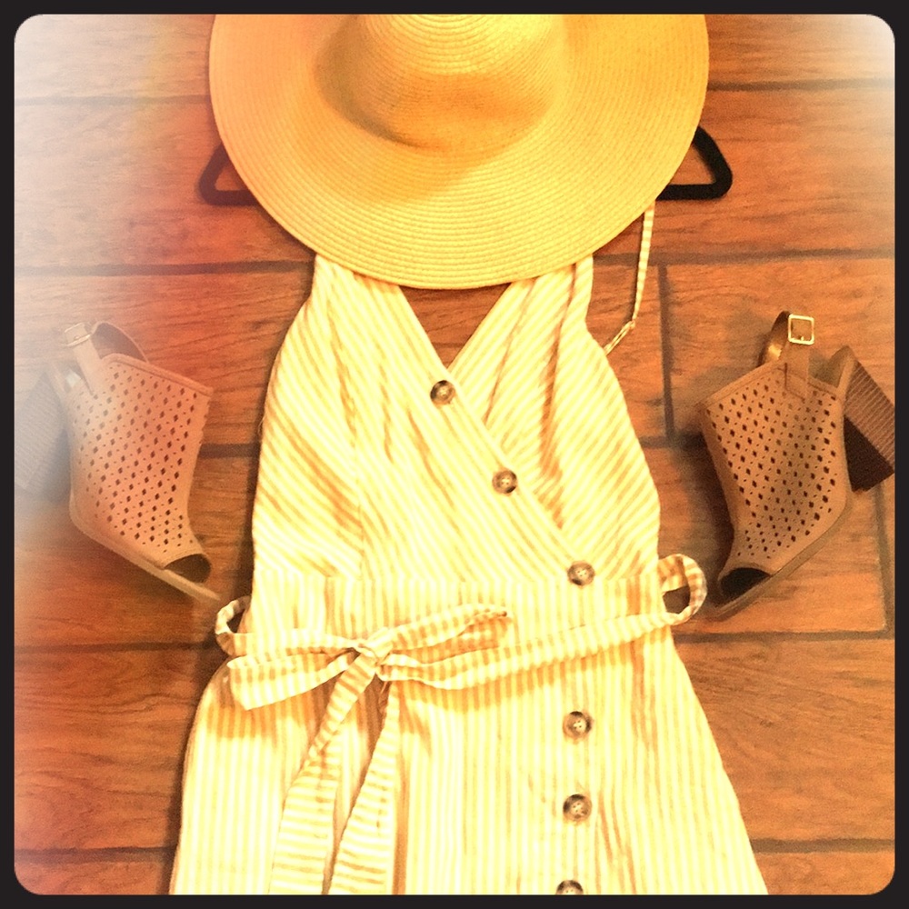 Yellow white stripped dress